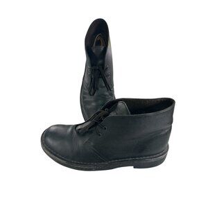 Clarks Men 7.5 M Black Leather Chukka Lace Up  Ankle Desert Boots